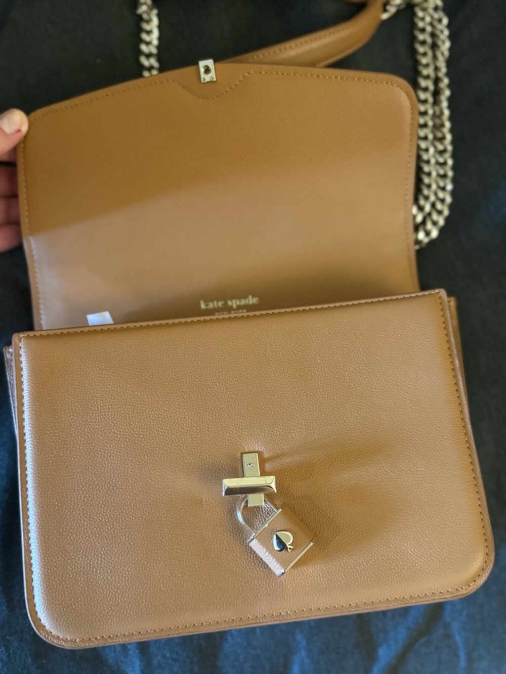 Kate Spade New York LOCKET LARGE FLAP CROSSBODY CONVERTIBLE SHOULDER BAG (Brown) - Picture 4 of 9